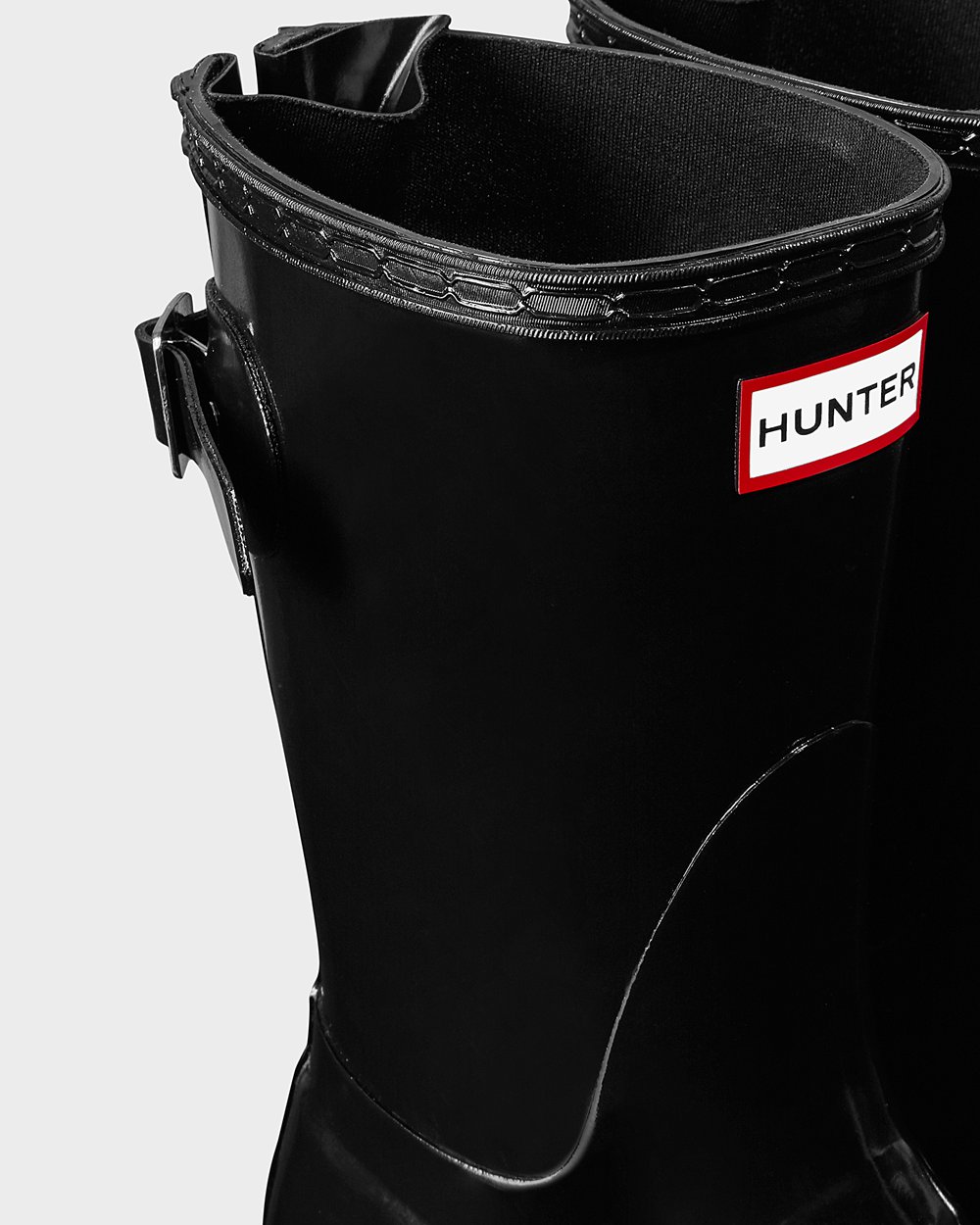 Galochas Curtas Hunter Feminina Pretas - Original Back Adjustable Gloss - 12VGONIPS